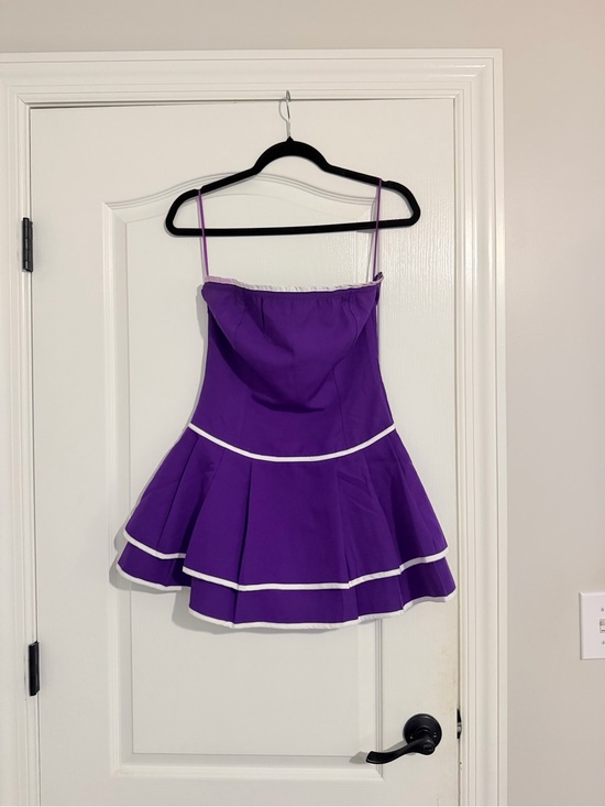 Day + Moon Dresses & Skirts - Day + Moon Purple Strapless Dress with White Trim